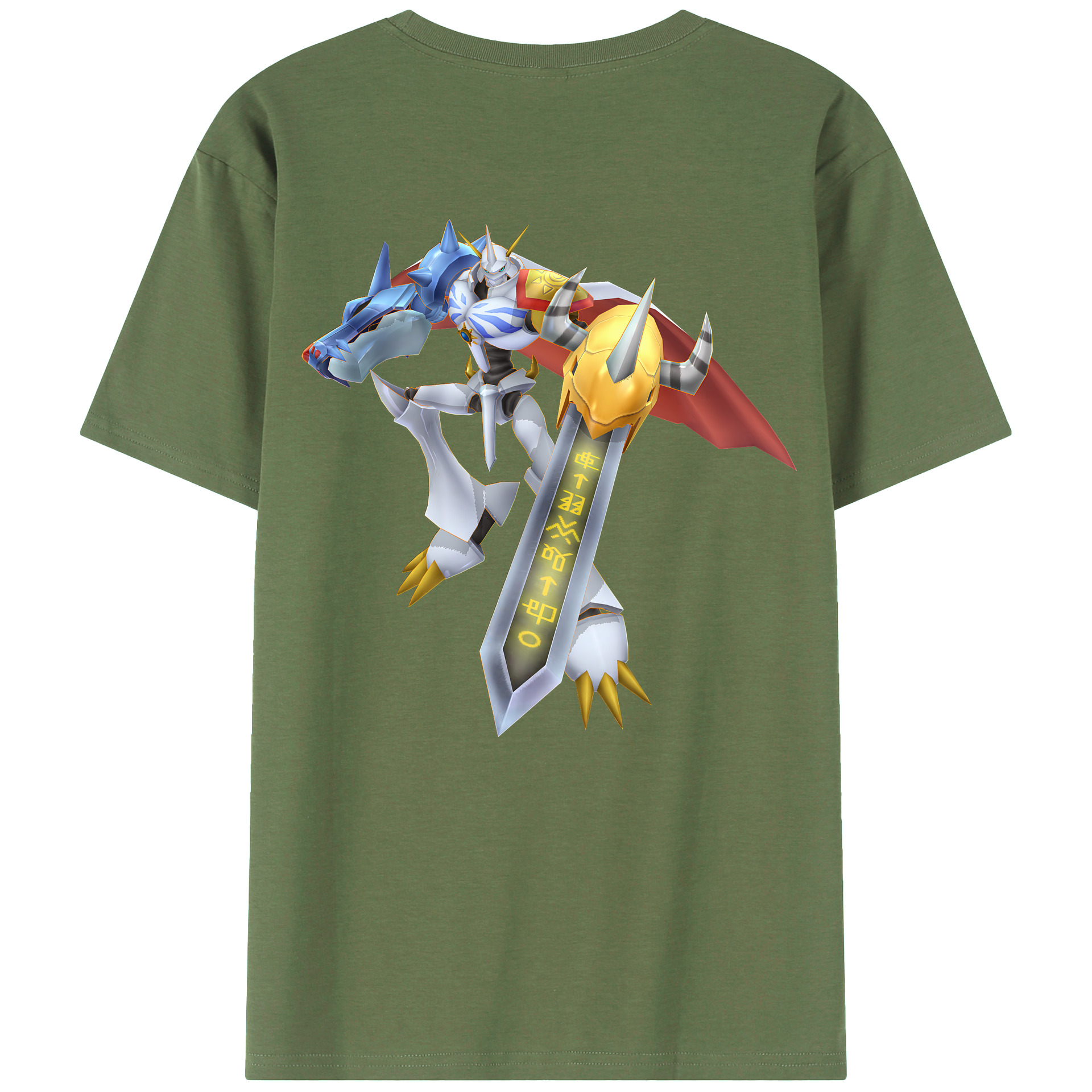 （画像用） Digimon デジタルモンスター/デジモン 綿100％ メンズ半袖Tシャツ（バックプリント） 通気性
